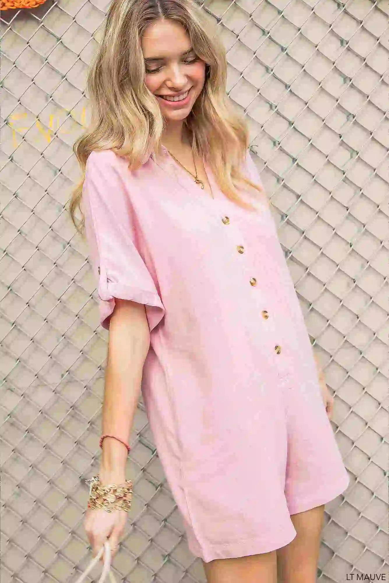 Button Down Side Pocket Loose fitting Romper