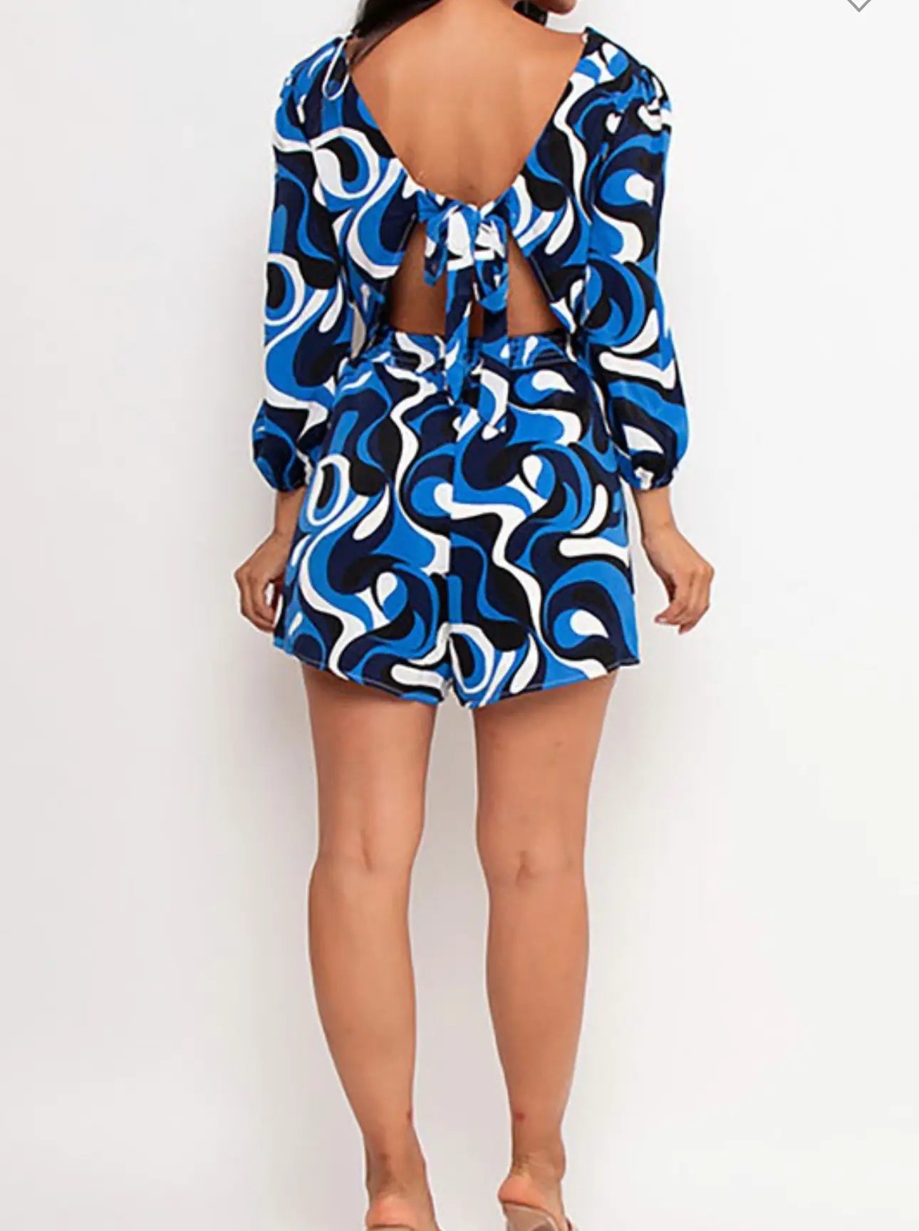 Feeling Blue Cut Out Romper Back Side
