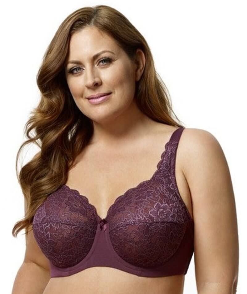 Plus Size Full Coverage Lace Underwire Bra Plum