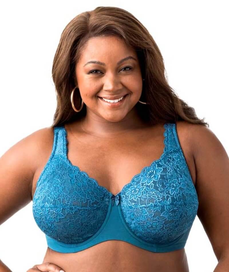 Plus Size Full Coverage Lace Underwire Bra Teal
