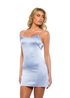 Satin Diamante Chemise - Steel Blue