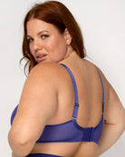 Sheer Mesh Full Coverage Unlined Underwire Bra - Cosmic Blue