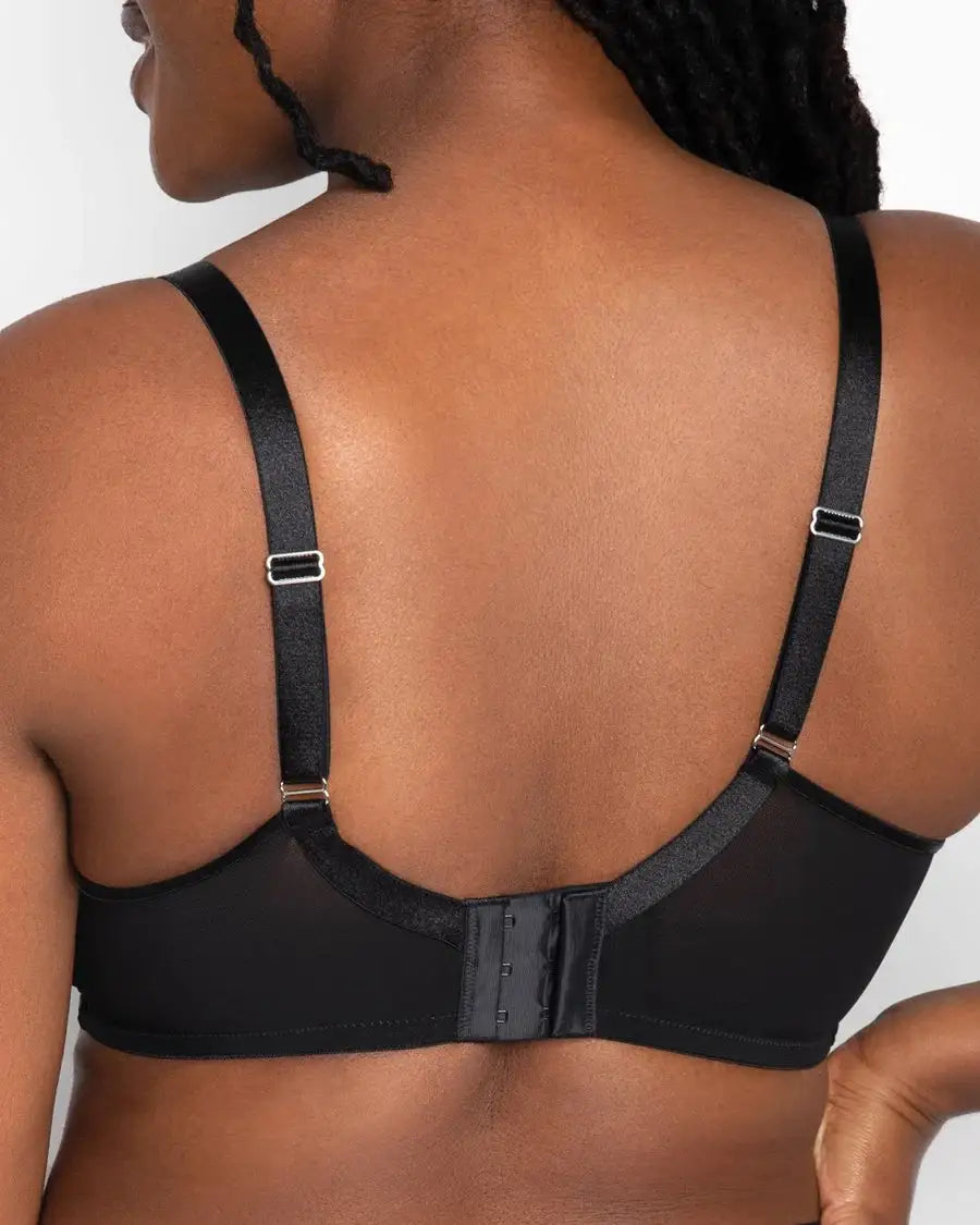 Sheer Mesh Full Coverage Unlined Underwire Bra Black Hue