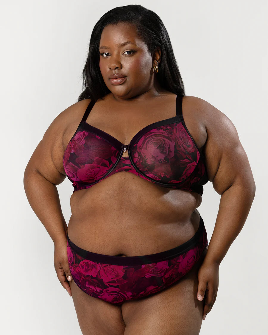 Sheer Mesh Full Coverage Unlined Underwire Bra Front