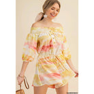 Tie-Dye Smock Off Shoulder Romper