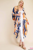 Tie Dye Kimono with Tassel Hem Detail