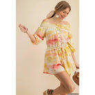 Tie Dye Smock Off Shoulder Romper