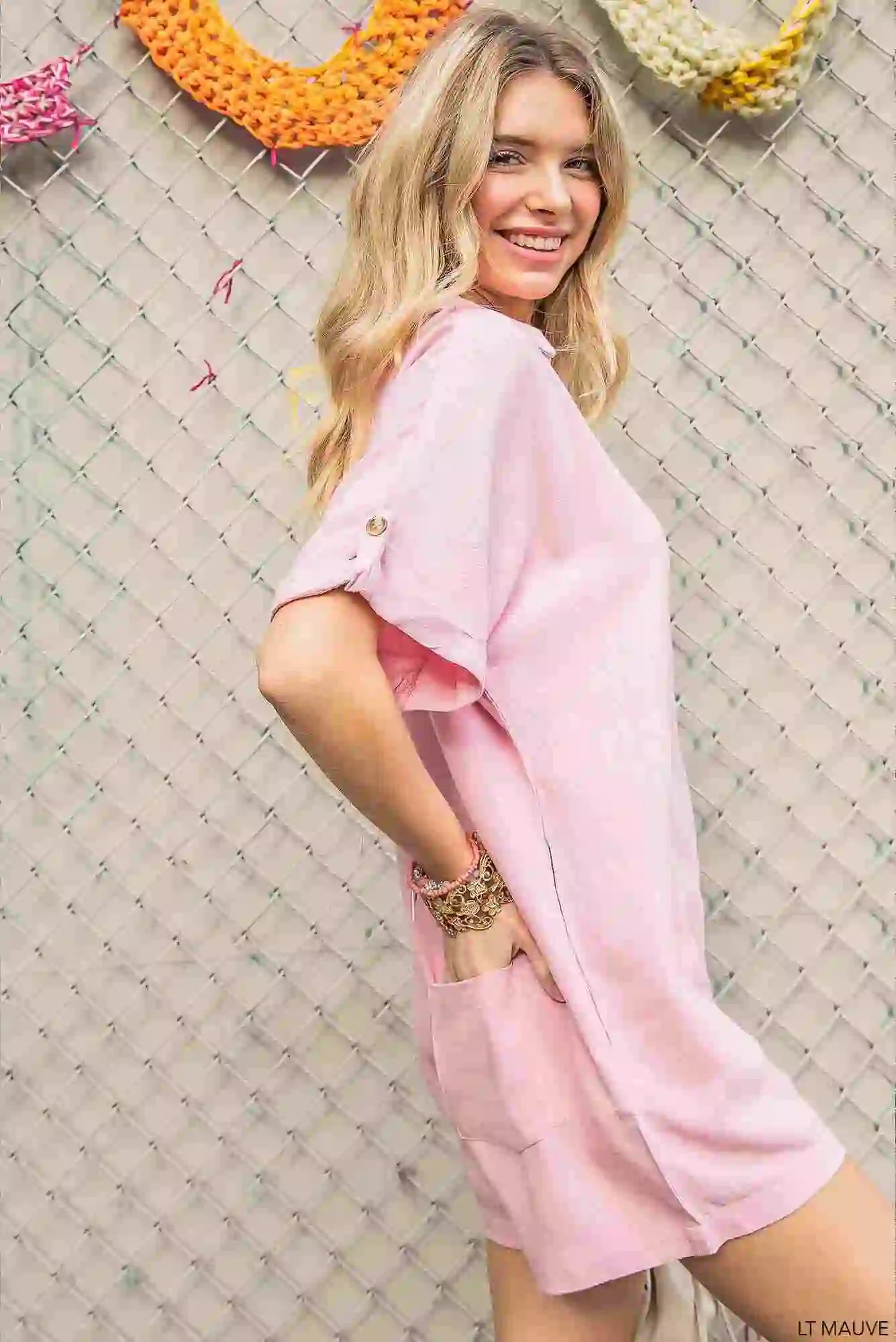 Button Down Side Pocket Romper