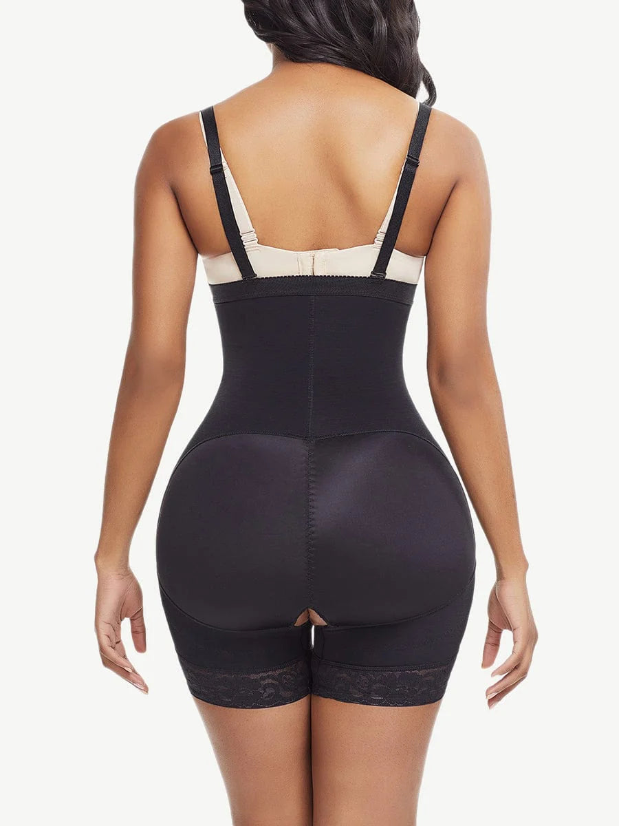 Post-Surgical Short Bottom Butt Lift Girdle Detachable Straps_Black