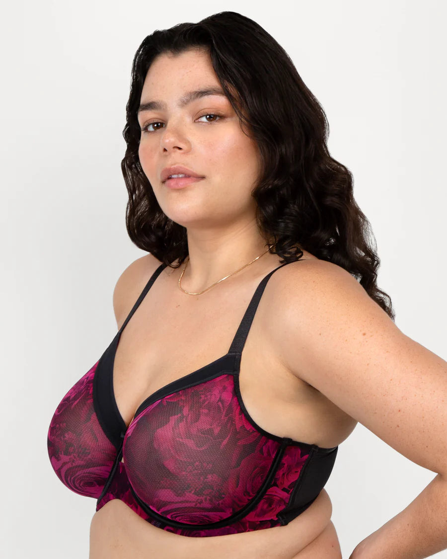 Women's Full Cup Underwire Bra - Non-Padded Sheer Lace, Nylon, Plus Size 34-40 BC