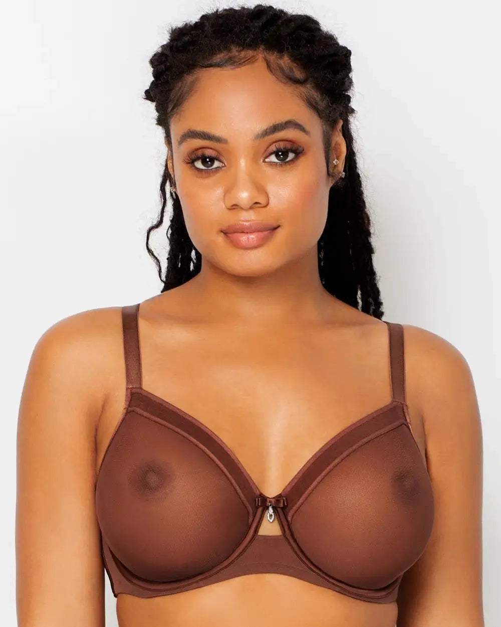 Sheer Mesh Full Coverage Unlined Underwire Bra with molded cups