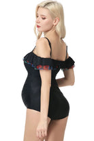 UPF 50+  Floral Trim One Piece Swimsuit